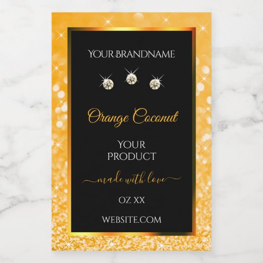 発光オレンジグリッター星ブラックプロダクトラベル フードラベル (シングルラベル)