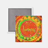 発光オレンジフローラハートモダン刺激 マグネット (正面/裏面)