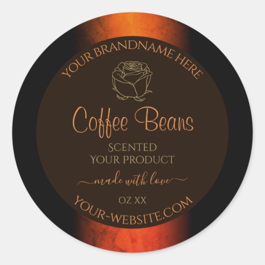 発光オレンジ色の茶色の大理石製品ラベルフローラ ラウンドシール (正面)