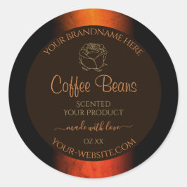 発光オレンジ色の茶色の大理石製品ラベルフローラ ラウンドシール