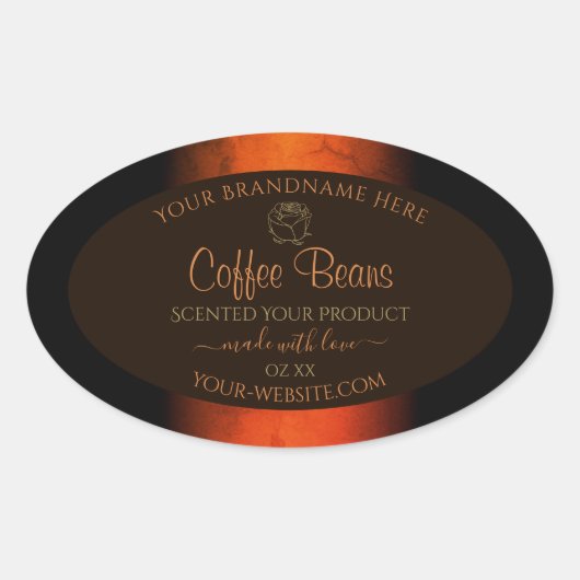 発光オレンジ色の茶色の大理石製品ラベルフローラ 楕円形シール (正面)