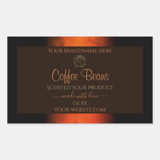 発光オレンジ色の茶色の大理石製品ラベルフローラ 長方形シール (正面)