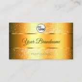 発光オレンジ金ゴールドスパークリーグリッターイニシャルロゴ 名刺 (正面)