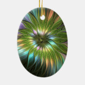 発光カラフルファンタジーフラワーフラクタル楕円 セラミックオーナメント (裏面)