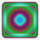 発光カラフルフラクタルオーナメント スクエアシール (正面)