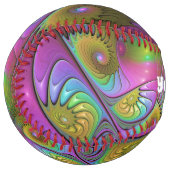 発光カラフル抽象芸術トリップ（幻覚体験）のようなフラクタル名 ソフトボール (正面左)