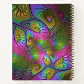 発光カラフル抽象芸術トリップ（幻覚体験）のようなフラクタル名 ノートブック (裏面)