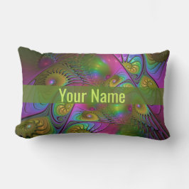 発光カラフル抽象芸術トリップ（幻覚体験）のようなフラクタル名 ランバークッション