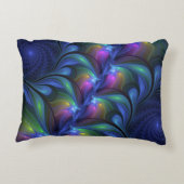 発光カラフル抽象芸術ブルーピンク緑フラクタル アクセントクッション (裏面)