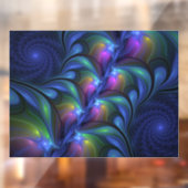 発光カラフル抽象芸術ブルーピンク緑フラクタル ウィンドウサイン (シート2)