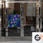 発光カラフル抽象芸術ブルーピンク緑フラクタル ウィンドウサイン (オフィスドア)