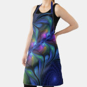 発光カラフル抽象芸術ブルーピンク緑フラクタル エプロン (インサイチュ)