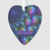 発光カラフル抽象芸術ブルーピンク緑フラクタル オーナメント (正面)