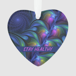 発光カラフル抽象芸術ブルーピンク緑フラクタル オーナメント