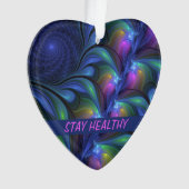 発光カラフル抽象芸術ブルーピンク緑フラクタル オーナメント (正面)