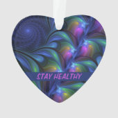 発光カラフル抽象芸術ブルーピンク緑フラクタル オーナメント (裏面)