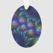 発光カラフル抽象芸術ブルーピンク緑フラクタル オーナメント (裏面)