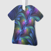 発光カラフル抽象芸術ブルーピンク緑フラクタル オーナメント (正面)