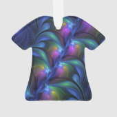 発光カラフル抽象芸術ブルーピンク緑フラクタル オーナメント (裏面)