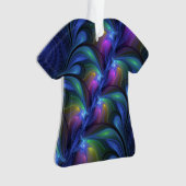 発光カラフル抽象芸術ブルーピンク緑フラクタル オーナメント (正面)