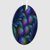 発光カラフル抽象芸術ブルーピンク緑フラクタル オーナメント (正面)