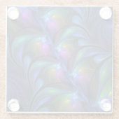 発光カラフル抽象芸術ブルーピンク緑フラクタル ガラスコースター (裏面)