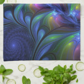 発光カラフル抽象芸術ブルーピンク緑フラクタル キッチンタオル (折り畳み)