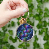 発光カラフル抽象芸術ブルーピンク緑フラクタル キーホルダー (手)