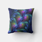 発光カラフル抽象芸術ブルーピンク緑フラクタル クッション (裏面)