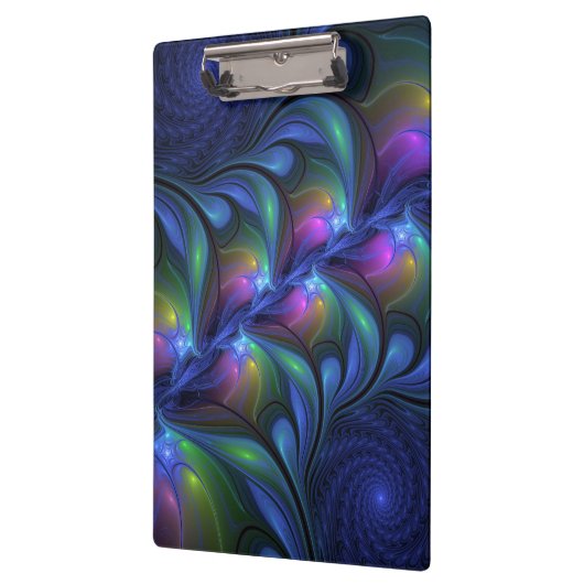 発光カラフル抽象芸術ブルーピンク緑フラクタル クリップボード (左)