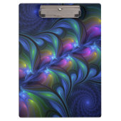 発光カラフル抽象芸術ブルーピンク緑フラクタル クリップボード (正面)