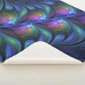 発光カラフル抽象芸術ブルーピンク緑フラクタル シェルパブランケット (3/4)