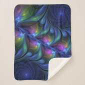 発光カラフル抽象芸術ブルーピンク緑フラクタル シェルパブランケット (正面)