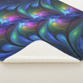 発光カラフル抽象芸術ブルーピンク緑フラクタル シェルパブランケット (3/4)