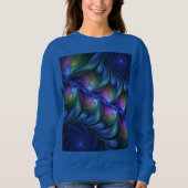 発光カラフル抽象芸術ブルーピンク緑フラクタル スウェットシャツ (正面)