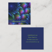 発光カラフル抽象芸術ブルーピンク緑フラクタル スクエア名刺 (正面/裏面)