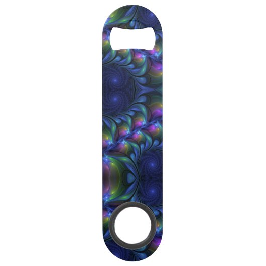 発光カラフル抽象芸術ブルーピンク緑フラクタル スピード栓抜き (正面)