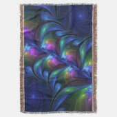 発光カラフル抽象芸術ブルーピンク緑フラクタル スローブランケット (正面縦)