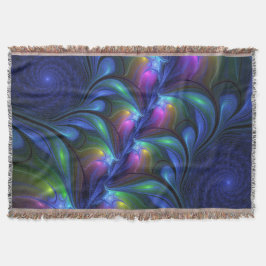 発光カラフル抽象芸術ブルーピンク緑フラクタル スローブランケット