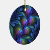 発光カラフル抽象芸術ブルーピンク緑フラクタル セラミックオーナメント (右)