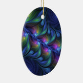 発光カラフル抽象芸術ブルーピンク緑フラクタル セラミックオーナメント (右)