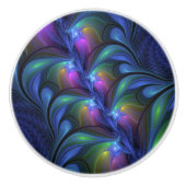 発光カラフル抽象芸術ブルーピンク緑フラクタル セラミックノブ (正面)