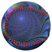 発光カラフル抽象芸術ブルーピンク緑フラクタル ソフトボール (正面左)