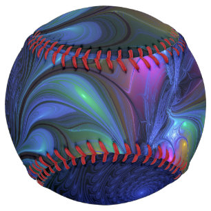 発光カラフル抽象芸術ブルーピンク緑フラクタル ソフトボール