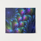 発光カラフル抽象芸術ブルーピンク緑フラクタル タペストリー (正面(横))