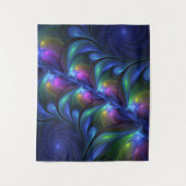 発光カラフル抽象芸術ブルーピンク緑フラクタル タペストリー (正面)