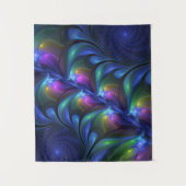 発光カラフル抽象芸術ブルーピンク緑フラクタル タペストリー (正面)