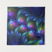 発光カラフル抽象芸術ブルーピンク緑フラクタル タペストリー (正面)