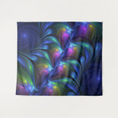 発光カラフル抽象芸術ブルーピンク緑フラクタル タペストリー (正面(横))