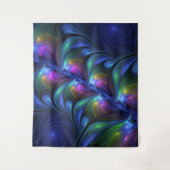 発光カラフル抽象芸術ブルーピンク緑フラクタル タペストリー (正面)